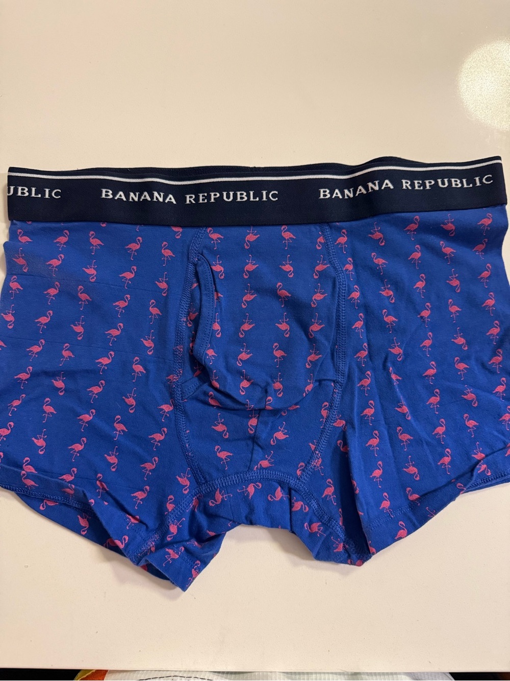 Banana Republic Blue Boxer Briefs with Pink Flamingo Print
